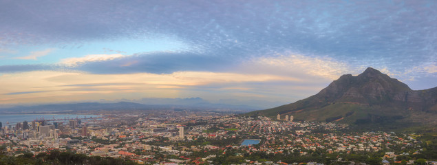 Naklejka premium Cape Town City At Sunset And Blue Hour