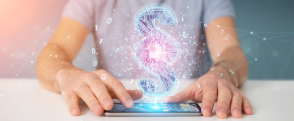 Businessman using 3D rendering digital paragraph law symbol