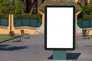 Outdoor billboard advertisement in seaside resort city mockup © sdecoret