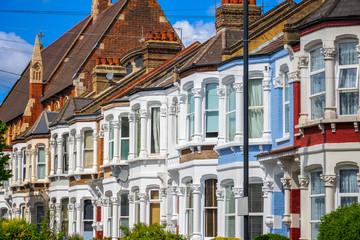 Typical British terraced houses around Kensal Rise in London