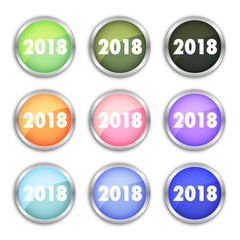 Button Set - Bunt mit silbernem Ring - 2018