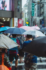 Naklejka premium Taipei City, Taiwan - June 26,2018: Street in the heavy rain