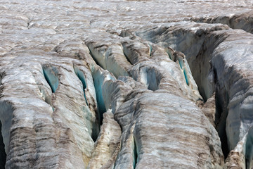 Cracks in the Small Azau glacier on Mount Elbrus.