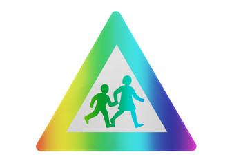Traffic sign isolated - Children playing or crossing