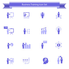 Business management, business training, business strategy and human resources icon set 