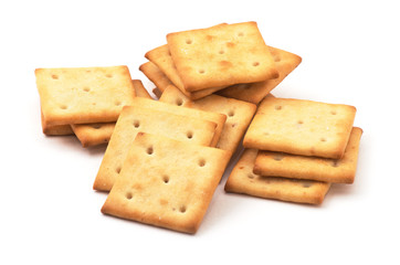 square crackers isolated on white background.