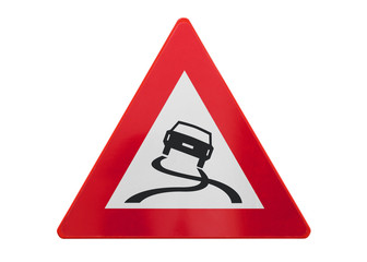 Traffic sign isolated - Slippery road