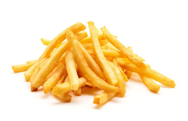 potato fry on white isolated background