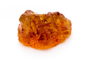 Brown caramelized sugar on white background.