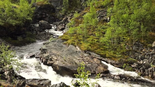 Small beautiful norwegian river in nord Norway