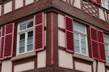 Tudor style house. Facades of houses in the old style.