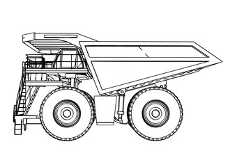 sketch of a big truck vector