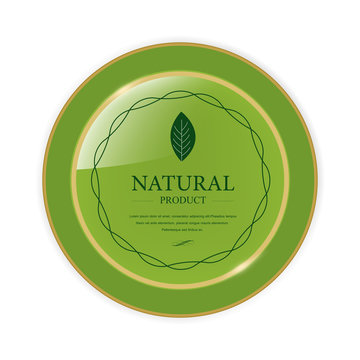 Natural organic banner green label frame. glossy badges design.