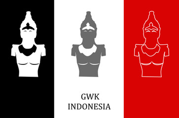 Illustration in flat design style with some sights of Indonesia.