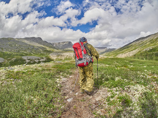 Obraz premium tourist in the mountains. Hibiny