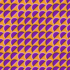 Optical illusion seamless pattern of moving semicircles.