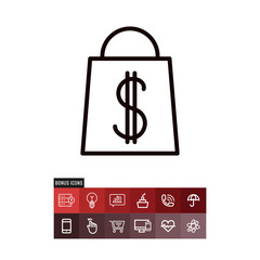 Shopping bag black friday vector icon