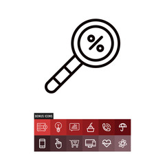 Magnifying glass cyber monday vector icon