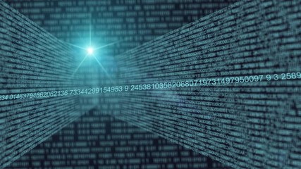 Changing random computer code on dark background. Abstract backdrop of economical information, business and digital finance.