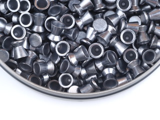 bullets for a pneumatic gun on a white background