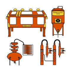 Distillery equipment vector set