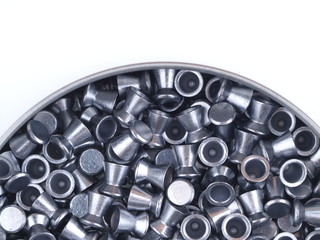bullets for a pneumatic gun on a white background