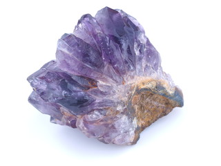 amethyst crystals on white background