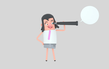 Business woman standing and watching in a spyglass.
Isolate. Easy automatic vectorization. Easy background remove. Easy color change. Easy combine.