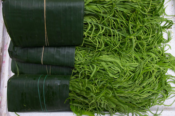 Pile of acacia pennata for food ingredient in fresh market.