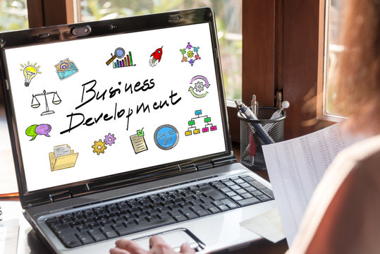 Business development concept on a laptop screen