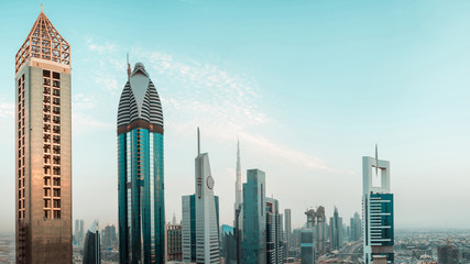 streets of a large modern city. Skyscrapers Of Dubai