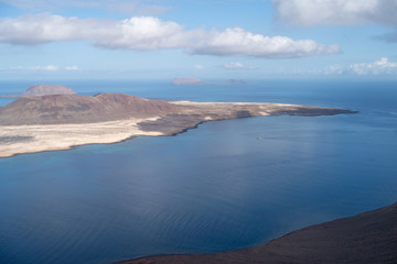 Canary Islands, Graciosa island view from observation point Mirador del Rio