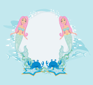Cute card for girls with mermaid