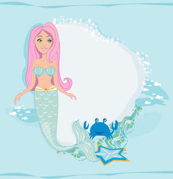 Cute card for girls with mermaid
