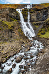 Rjukandi Waterfall in autumn in Iceland.