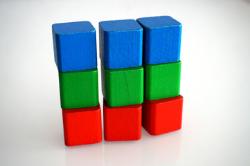 RGB red green blue wooden toy blocks