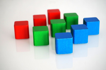 RGB red green blue wooden toy blocks