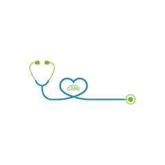 Health care logo vector design element with phonendoscope icon