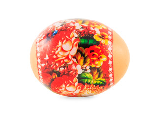 Easter decorated egg isolated over white background