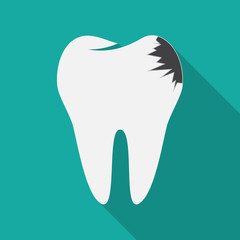 Cracked tooth icon. Vector Illustration.