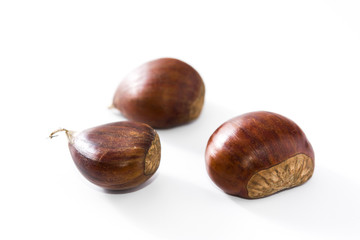 Raw chestnuts isolated on white background
