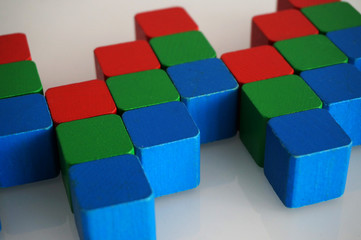 RGB red green blue wooden toy blocks