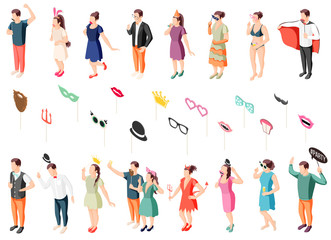 Photo Booth Props Isometric Set