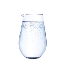Jug with cold fresh water on white background