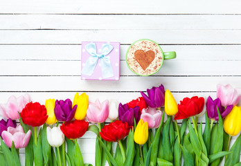 Cappuccino and gift box