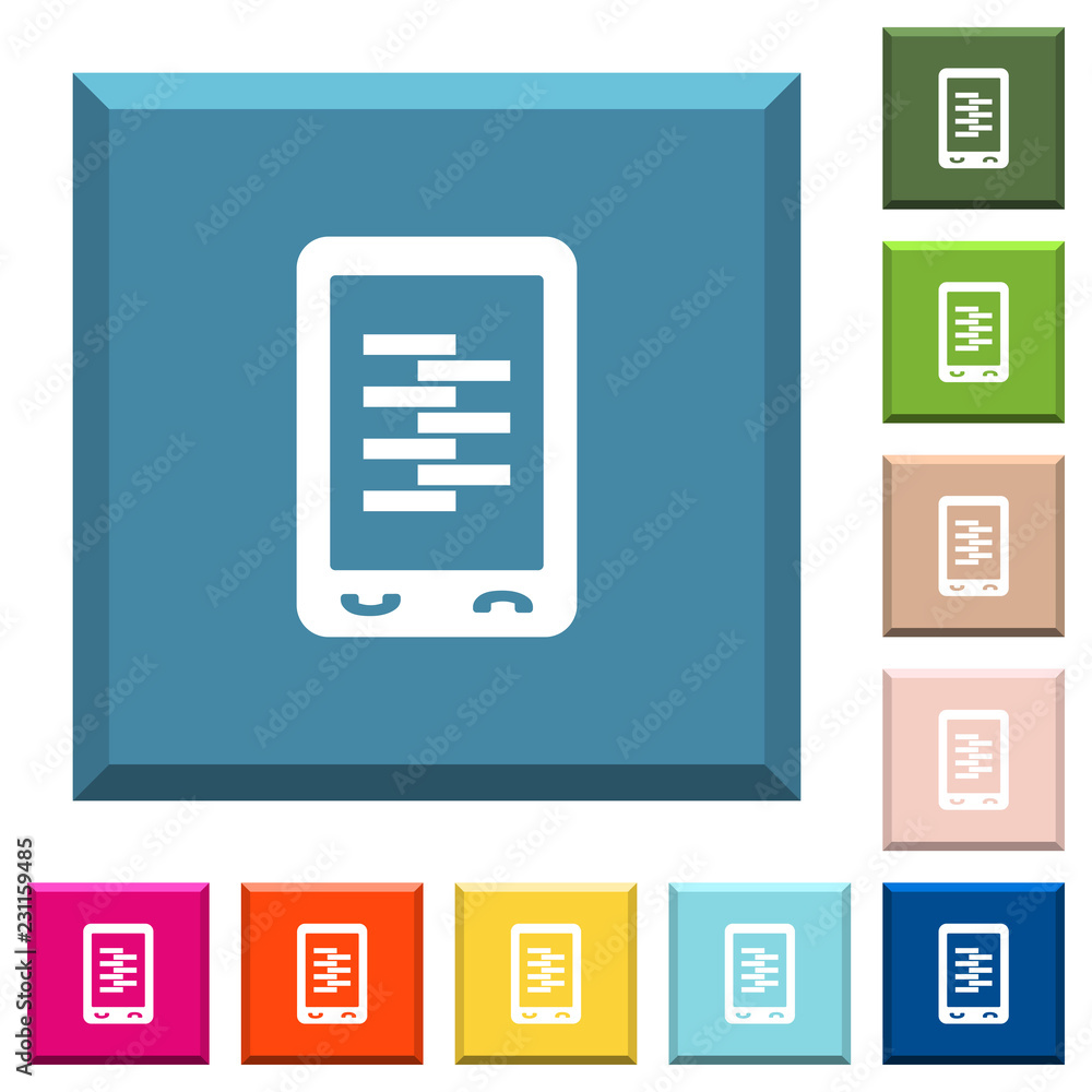 Poster mobile compress data white icons on edged square buttons