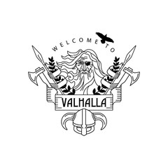 Valhalla logo Odin All father Logo Emblem	