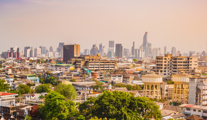 Obraz premium Bangkok city buildings cityscape, high buildings panorama downtown of Bangkok City Thailand.