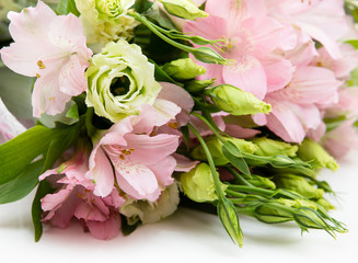 Bouquet of pink and green flowers