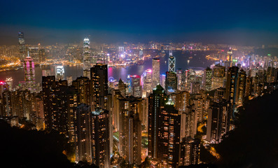 Night view from Victoria Peak in Hong Kong
